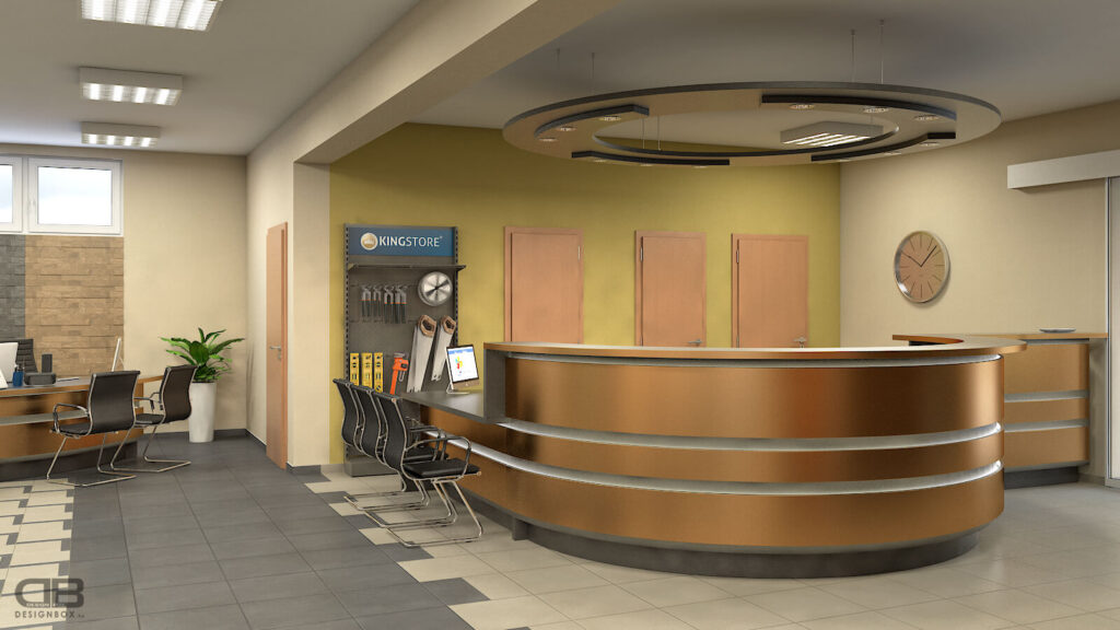 Egyedi irodabútor megjelenése irodai térben